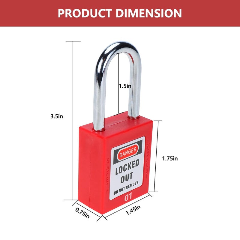 Allucky Lockout Tagout Locks, 20pcs Safety Locks Keyed Differently(Come with 1pcs Master Key) & 20pcs Lockout Tagout Tags, Lock Out Tag Out Padlocks Set, 2 Keys Per Lock(No.1-20) - Image 3